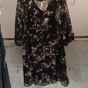 Lauren Conrad Black Floral DRESS Sz 14